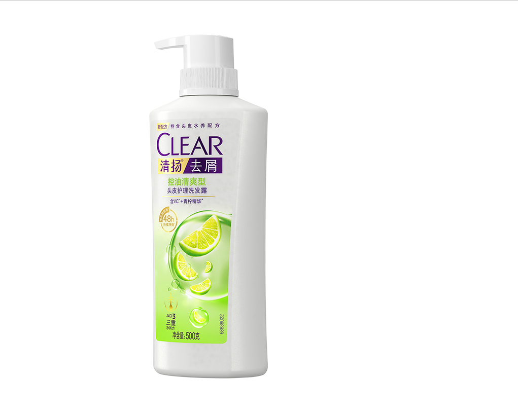 清扬（CLEAR）氨基酸洗发水控油平衡型(去屑+控油)500g 柠檬白瓶洗头膏C罗