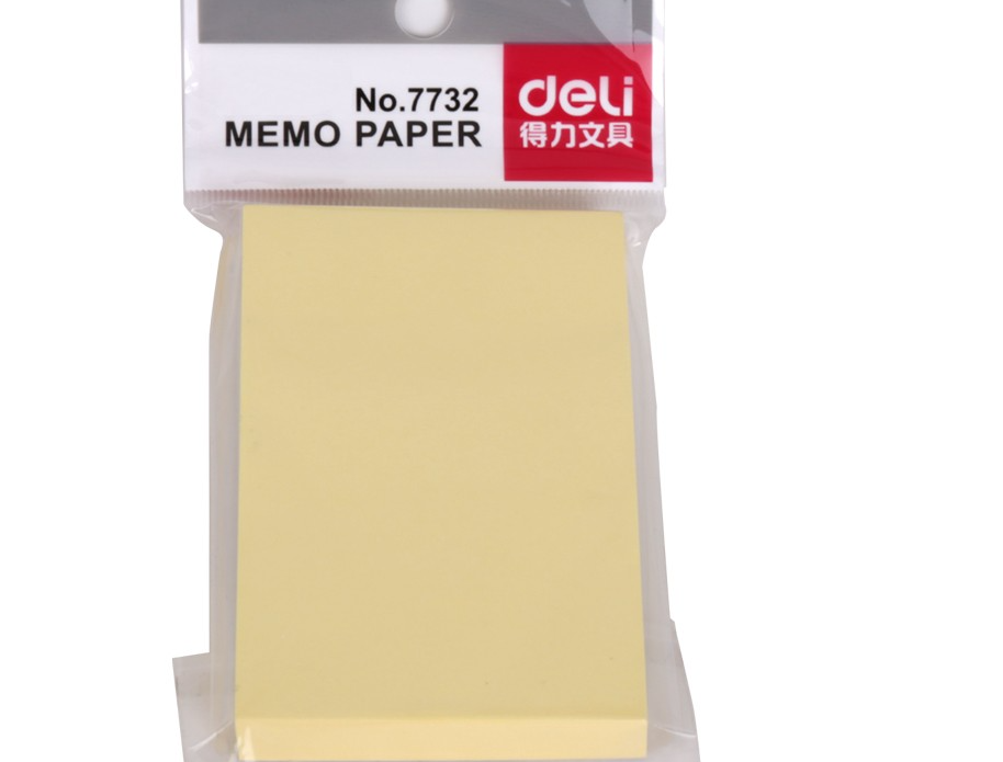 得力（deli）记事贴便利贴标签纸便签纸强黏性可反复粘撕 7732(76_51mm) 一包
