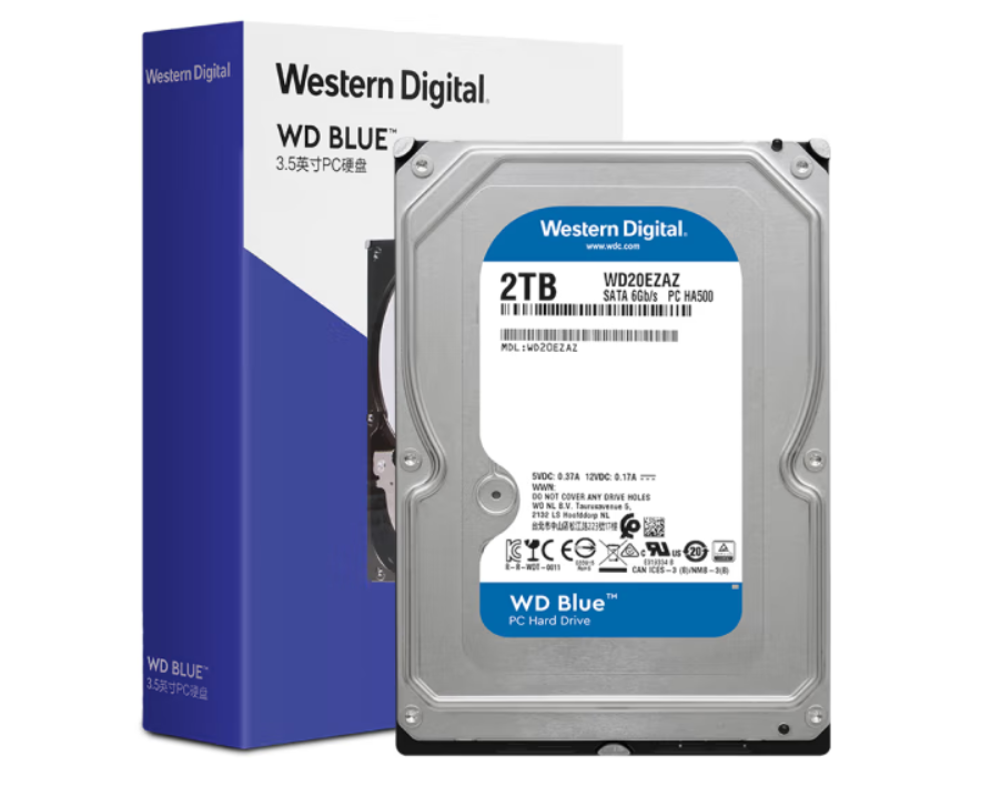 西部数据(Western Digital)蓝盘 2TB SATA6Gb/s 256MB 台式机械硬盘(WD20EZAZ)