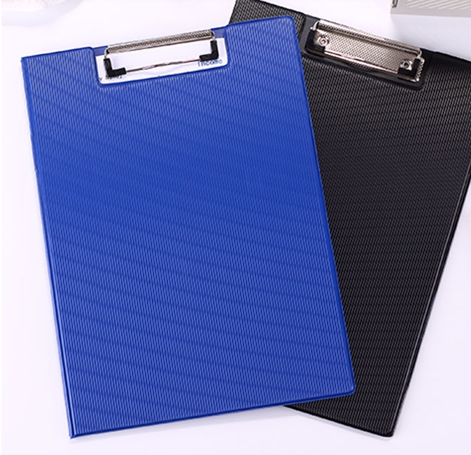 齐心文具写字板夹票据夹垫板夹a4_a5文件夹板办公用品书写板夹_A4双折叠板夹（TR19）蓝色